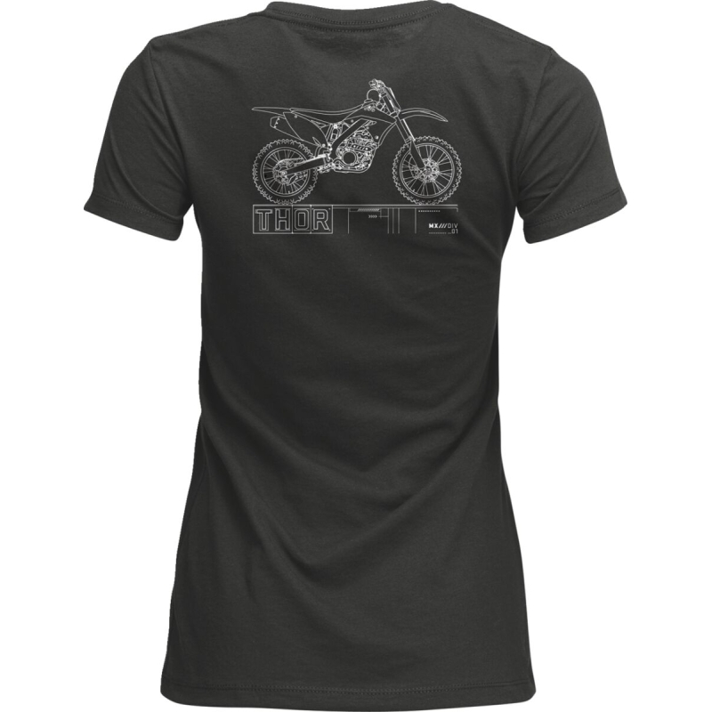 T-SHIRT MOTOCROSS FEMME THOR BLUEPRINT NOIR