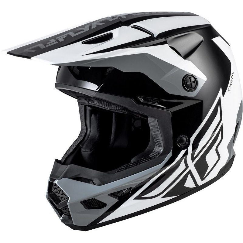 CASQUE CROSS FLY RACING KINETIC CREST NOIR/BLANC/GRIS
