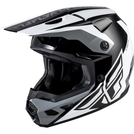 CASQUE CROSS FLY RACING KINETIC CREST NOIR/BLANC/GRIS