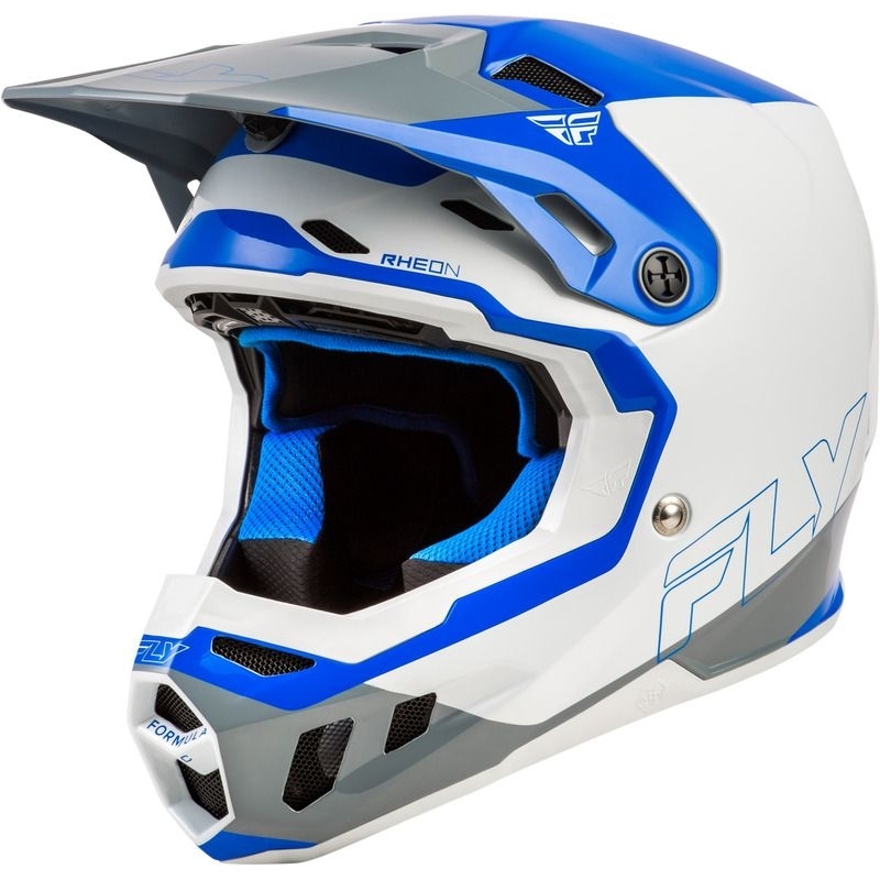 CASQUE CROSS FLY RACING FORMULA CC GLIDE BLEU/GRIS CLAIR/GRIS