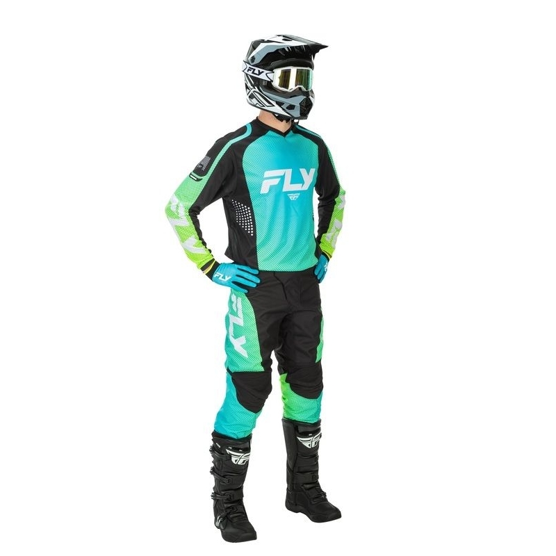 PANTALON MOTOCROSS FLY RACING F-16 AQUA/NOIR/BLANC