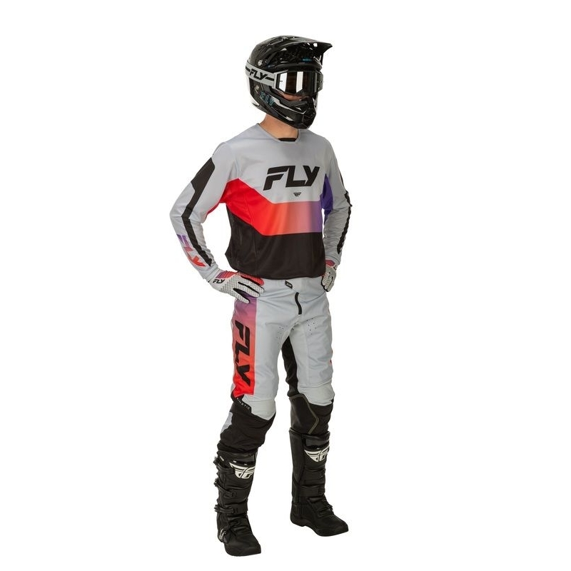 PANTALON MOTOCROSS FLY RACING KINETIC  GRIS/ROUGE/POURPRE/NOIR