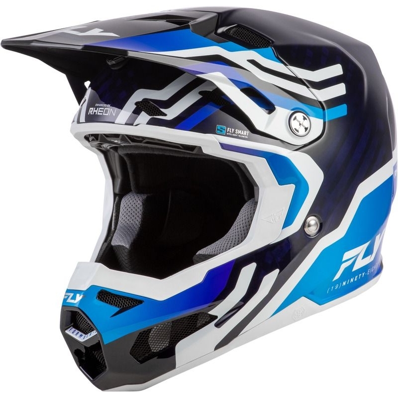 CASQUE CROSS FLY RACING FORMULA S CARBONE BYTE BLEU CARBONE/BLEU/BLANC