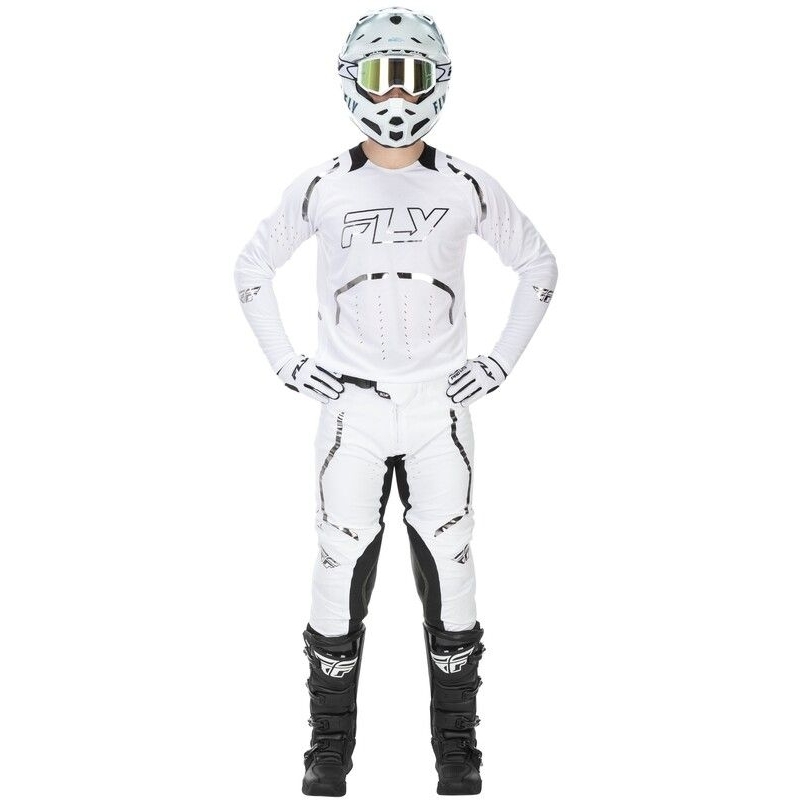 MAILLOT MOTOCROSS FLY RACING EVOLUTION DST LE FLASH BLANC/ARGENT