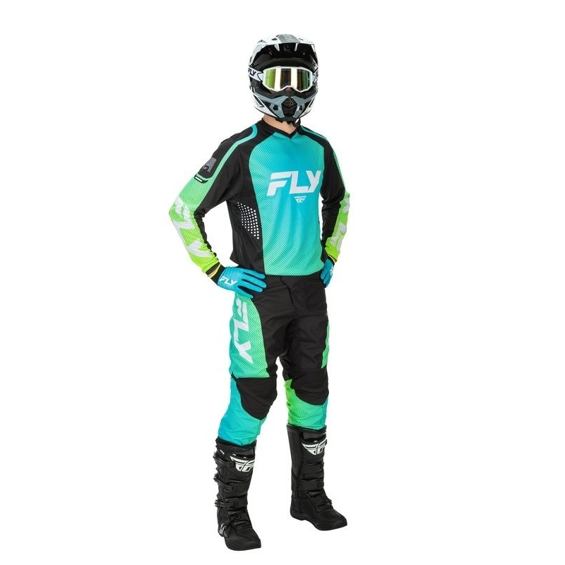 MAILLOT MOTOCROSS FLY RACING F-16 AQUA/NOIR/BLANC