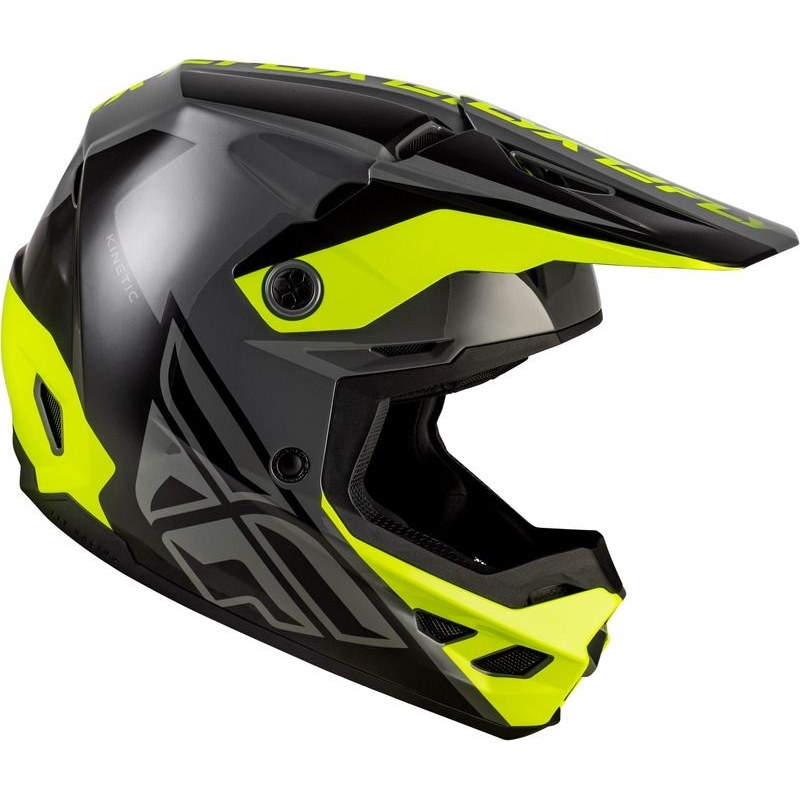 CASQUE CROSS FLY RACING KINETIC CREST GRIS/NOIR/JAUNE FLUO