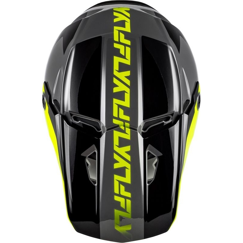 CASQUE CROSS FLY RACING KINETIC CREST GRIS/NOIR/JAUNE FLUO
