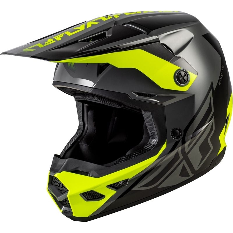 CASQUE CROSS FLY RACING KINETIC CREST GRIS/NOIR/JAUNE FLUO
