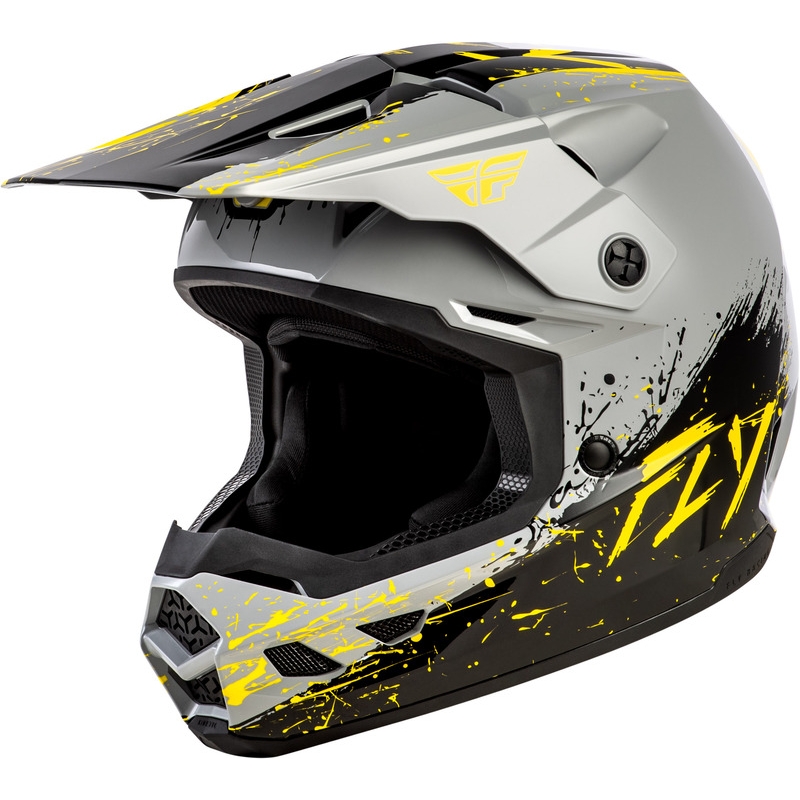 Casque Motocross Fly Racing Enfant Kinetic Drip Gris/noir/jaune