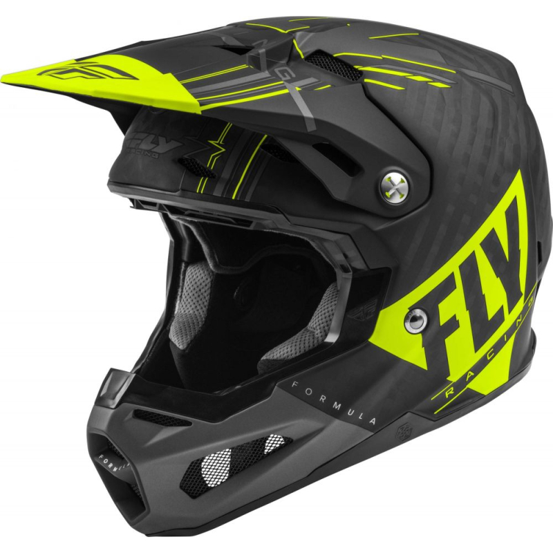 CASQUE FLY CARBONE FORMULA VECTOR JAUNE FLUO/GRIS/NOIR MAT Casque moto cross