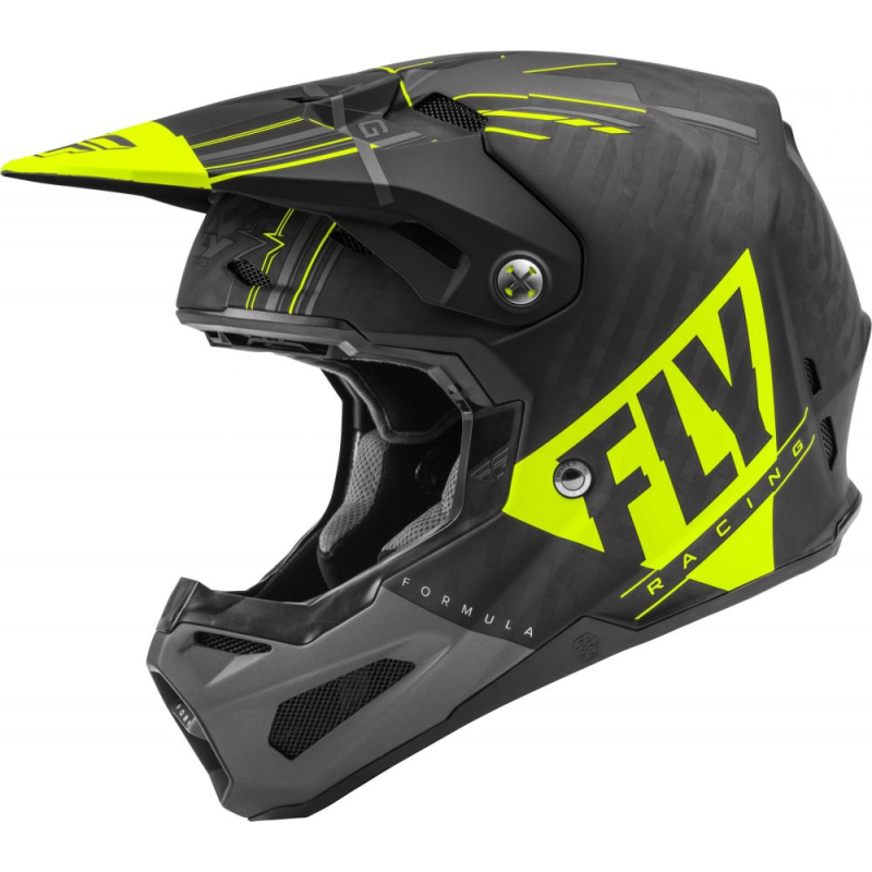 CASQUE FLY CARBONE FORMULA VECTOR JAUNE FLUO/GRIS/NOIR MAT Casque moto cross
