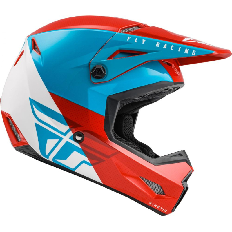 CASQUE FLY KINETIC STRAIGHT EDGE ROUGE/BLANC/BLEU Casque moto cross