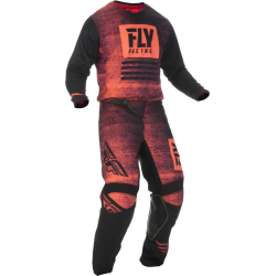 PANTALON FLY KINETIC NOIZ 2019 NEON ROUGE/NOIR Pantalon moto cross enfant