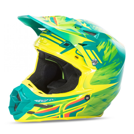 CASQUE FLY F2 CARBONE REPLICA ANDREW SHORT TEAL/HI-VIZ/JAUNE Casque moto cross