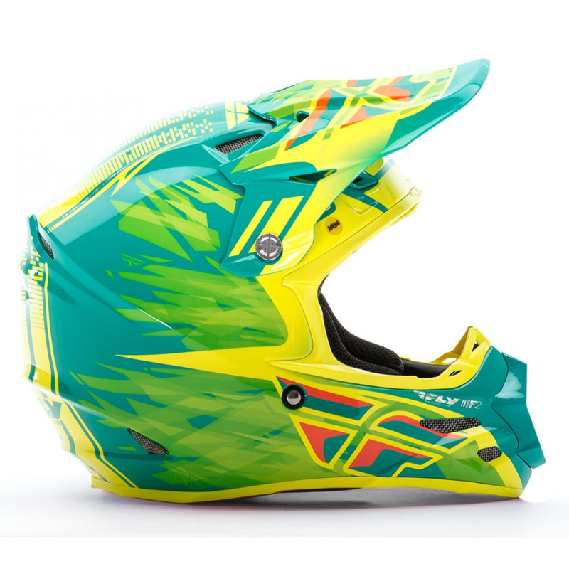 CASQUE FLY F2 CARBONE REPLICA ANDREW SHORT TEAL/HI-VIZ/JAUNE Casque moto cross