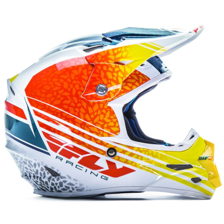 CASQUE FLY F2 CARBONE ANIMAL ORANGE/BLANC/TEAL Casque moto cross
