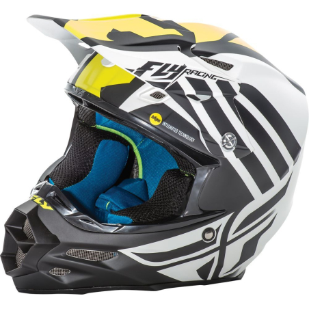CASQUE FLY F2 ZOOM MAT WH/BK/HI VIS YEL Casque moto cross