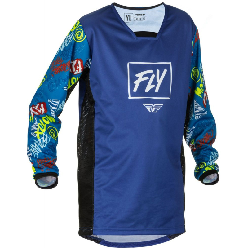 MAILLOT FLY KINETIC REBEL BLEU Maillot cross enfant