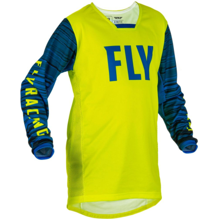 MAILLOT FLY KINETIC WAVE JAUNE FLUO/BLEU Maillot cross enfant