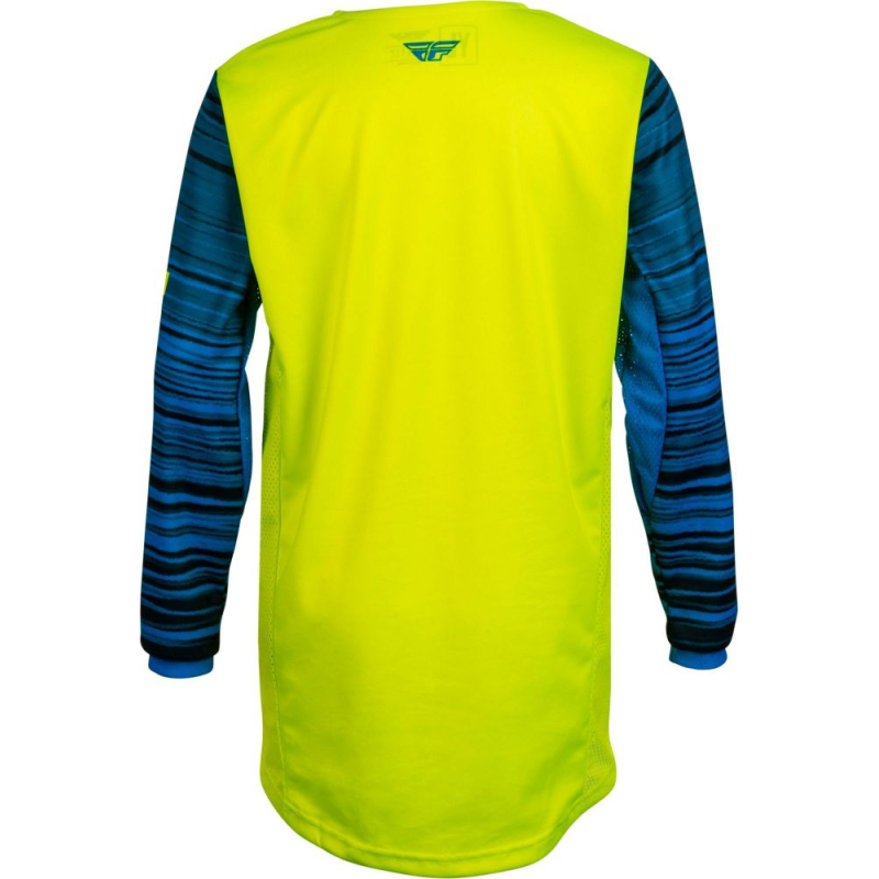 MAILLOT FLY KINETIC WAVE JAUNE FLUO/BLEU Maillot cross enfant