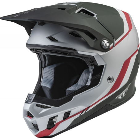 CASQUE FLY CARBONE FORMULA CC DRIVER SILVER/ROUGE/BLANC Casque moto cross