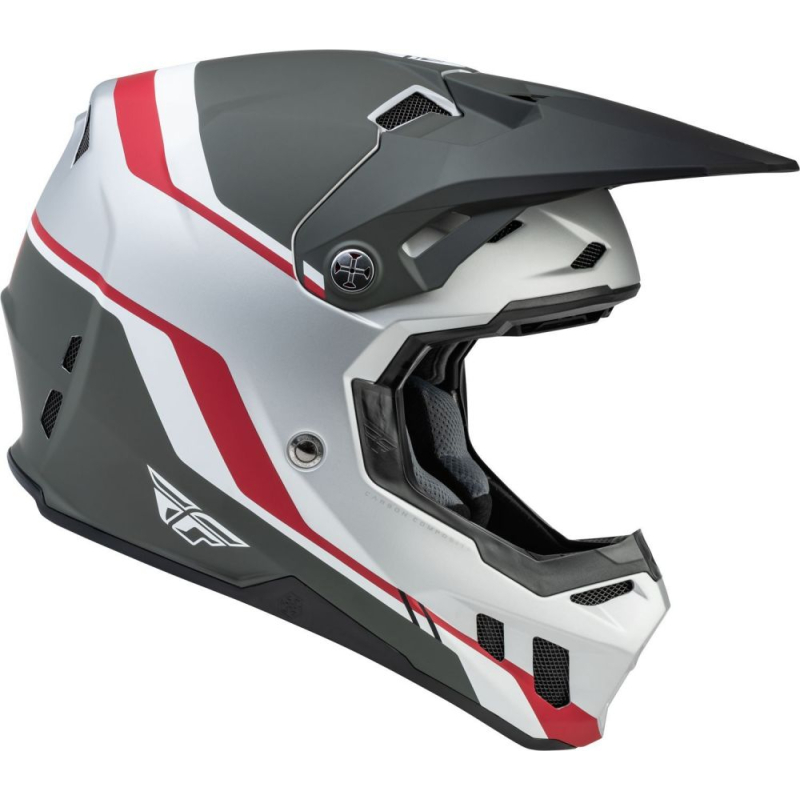 CASQUE FLY CARBONE FORMULA CC DRIVER SILVER/ROUGE/BLANC Casque moto cross