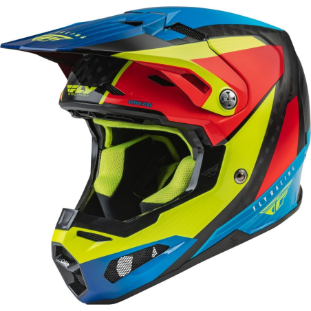 CASQUE FLY FORMULA CARBON PRIME JAUNE FLUO/BLEU/ROUGE CARBON Casque moto cross