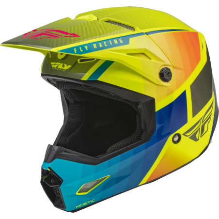 CASQUE FLY KINETIC DRIFT BLEU/JAUNE FLUO/CHARCOAL Casque moto cross