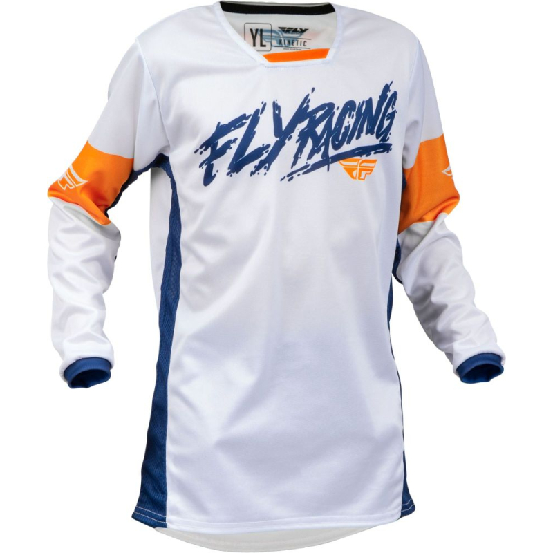 MAILLOT FLY KINETIC KHAOS BLANC/NAVY/ORANGE Maillot cross enfant