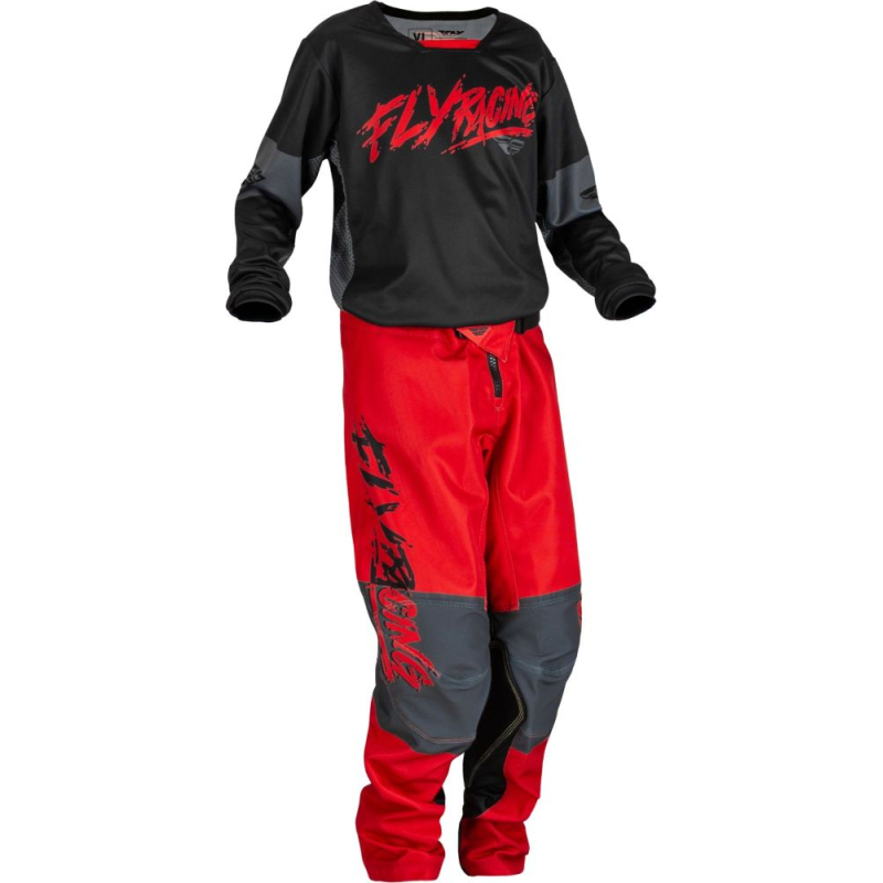 PANTALON FLY KINETIC KHAOS NOIR/ROUGE/GRIS Pantalon moto cross enfant