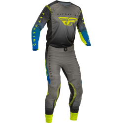 PANTALON FLY LITE GRIS/BLEU/JAUNE FLUO Pantalon moto cross enfant