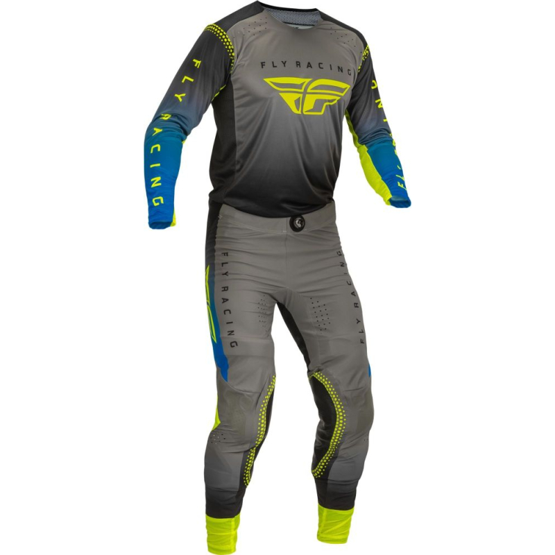 PANTALON FLY LITE GRIS/BLEU/JAUNE FLUO Pantalon moto cross enfant