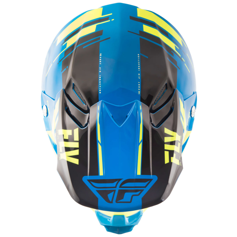 CASQUE CROSS FLY F2 CARBON FORGE MIPS NOIR/JAUNE/BLEU Casque moto cross