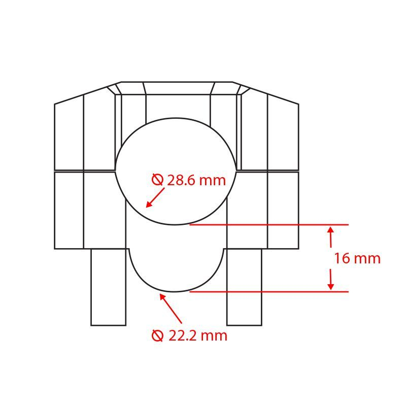 PONTETS ADAPTATEUR 22-28 +16MM TITANIUM Guidon moto cross