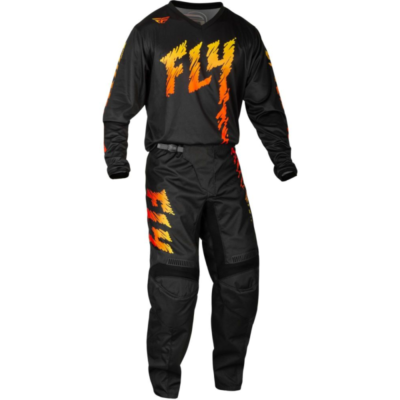 PANTALON CROSS FLY F-16 NOIR/JAUNE/ORANGE ENFANT Pantalon moto cross enfant