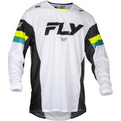 MAILLOT CROSS FLY KINETIC PRIX BLANC/NOIR/JAUNE FLUO