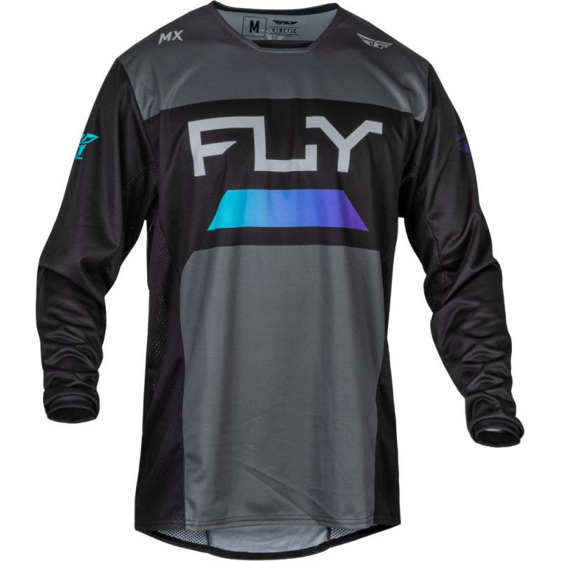 MAILLOT CROSS FLY KINETIC RELOAD CHARCOAL/BLEU IRIDIUM Maillot moto cross