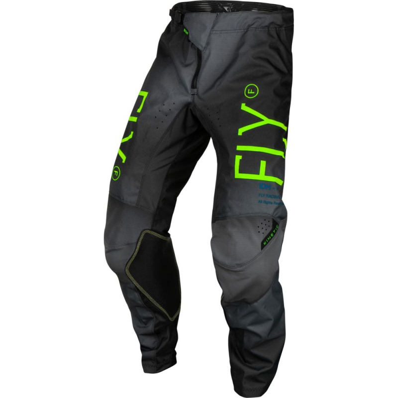 PANTALON CROSS FLY KINETIC PRODIGY CHARCOAL/NEON GREEN/TRUE BLUE ENFANT Pantalon moto cross enfant