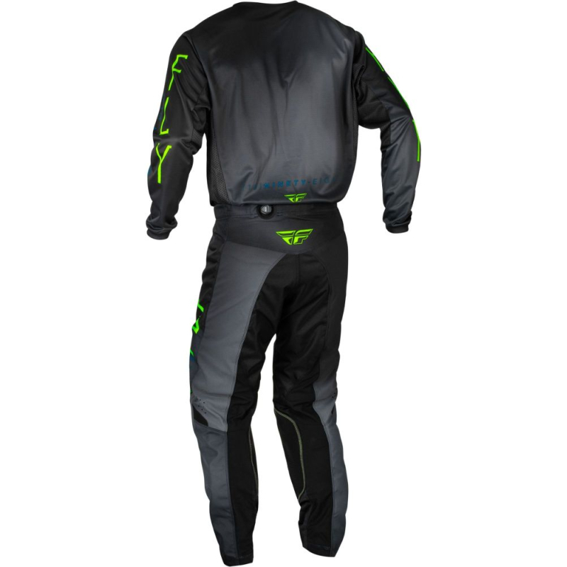 PANTALON CROSS FLY KINETIC PRODIGY CHARCOAL/NEON GREEN/TRUE BLUE ENFANT Pantalon moto cross enfant