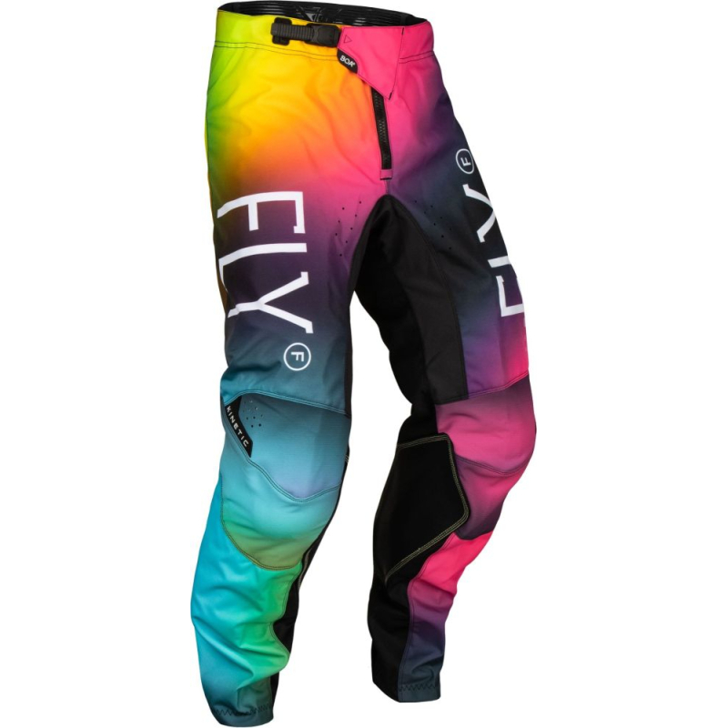 PANTALON CROSS FLY KINETIC PRODIGY FUSCHIA/BLEU ELECTRIQUE/JAUNE FLUO ENFANT Pantalon moto cross enfant