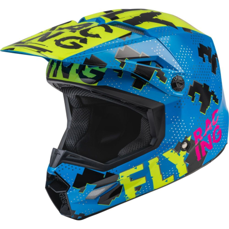 CASQUE FLY KINETIC SCAN BLEU/JAUNE FLUO/ROSE Casque cross enfant