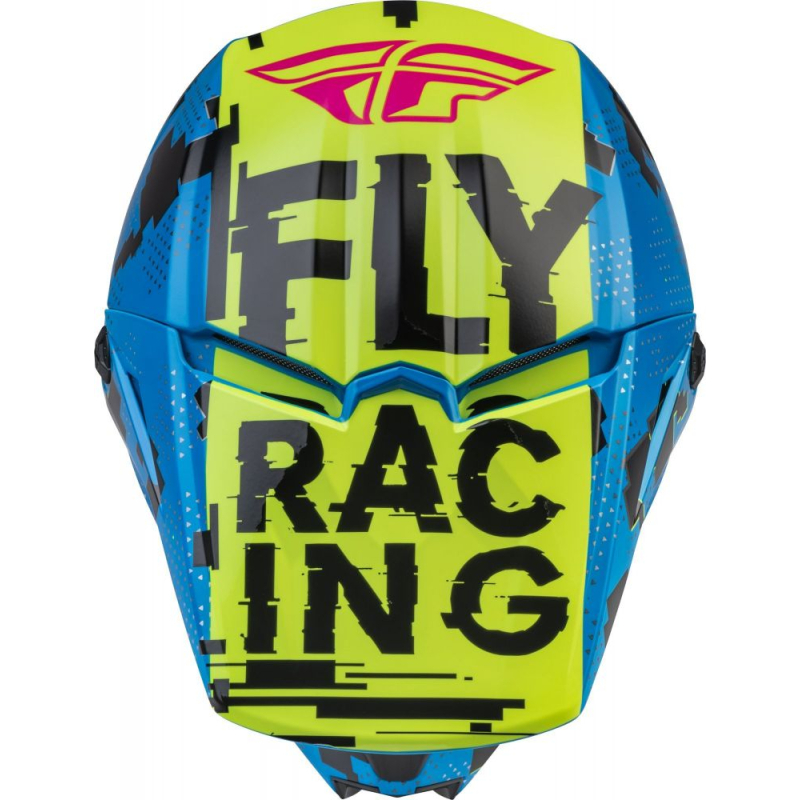 CASQUE FLY KINETIC SCAN BLEU/JAUNE FLUO/ROSE Casque cross enfant