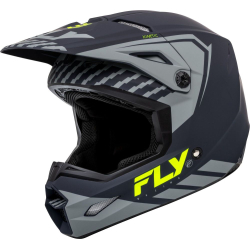 CASQUE CROSS FLY KINETIC MENACE GRIS MAT/JAUNE FLUO